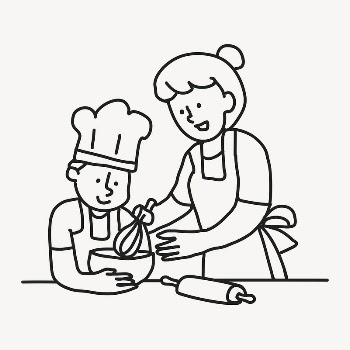 Cooking doodle clipart, mother & | Free Vector Illustration - rawpixel