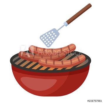 Cooking sausage on bbq or barbeque