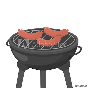 Cooking sausage on bbq or barbeque