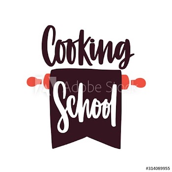 Cooking school flat vector logotype