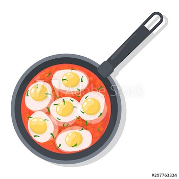 Cooking shakshuka in frying pan