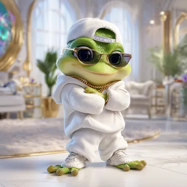 Cool Hip-Hop Frog Character in Modern Decor Cool Hip-Hop Frog Character in Modern Decor