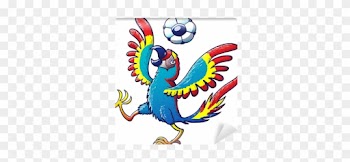 Cool Macaw Playing With A Soccer Ball On Its Head Wall - Guacamayo Verde Animado