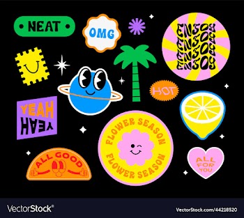 cool trendy retro stickers label patches