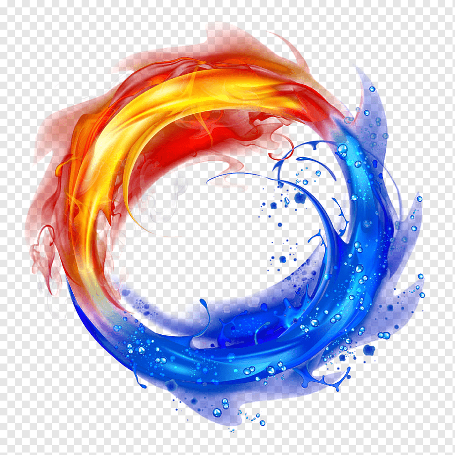 Cool water and fire light effect background, fire and water yin yang, computer Wallpaper, sphere, light Effect png