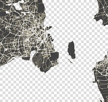 Copenhagen Map Art Printmaking Watercolor painting, Black map painting transparent background PNG clipart