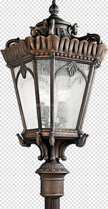Copper-colored post lamp , Lighting Street light Incandescent light bulb Lantern, Street light transparent background PNG clipart