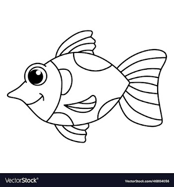 coral fish cartoon coloring page for kids