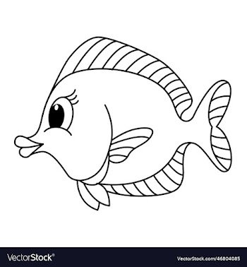 coral fish cartoon coloring page for kids