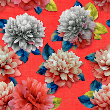 Coral Floral Textile Pattern
