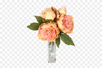 Coral Peony Bouquet 10in - Garden Roses