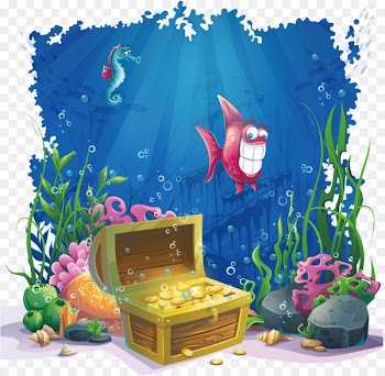 Coral reef Underwater Illustration - Seabed gold 