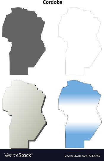 Cordoba blank outline map set vector image