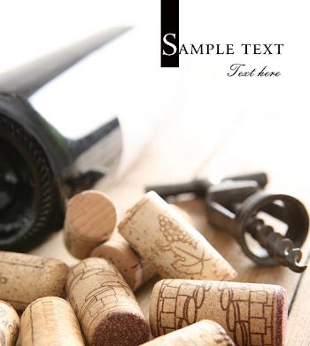 Corkscrew next to the bottle of red wine (easy to remove the text)