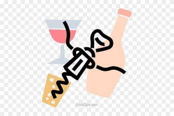 Corkscrew With Wine And Wine Glasses Royalty Free Vector - Food