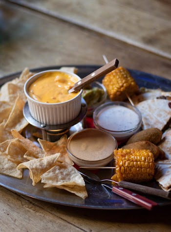 Corn Cub And Sauces On Plate