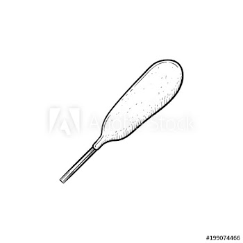 Corn dog with mustard hand drawn outline doodle icon