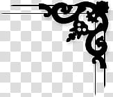Corners  Stamps, black floral frame transparent background PNG clipart