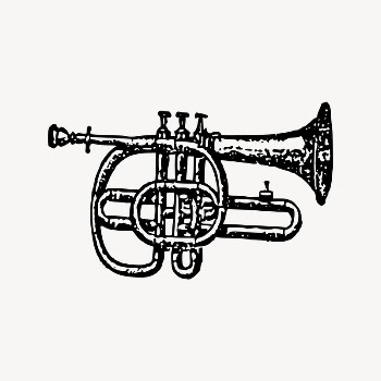 Cornet drawing, vintage music illustration | Free Vector Illustration - rawpixel