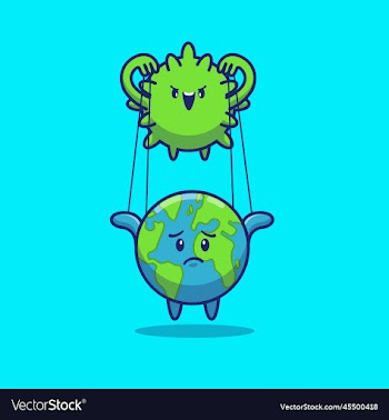 corona virus controlling world cartoon