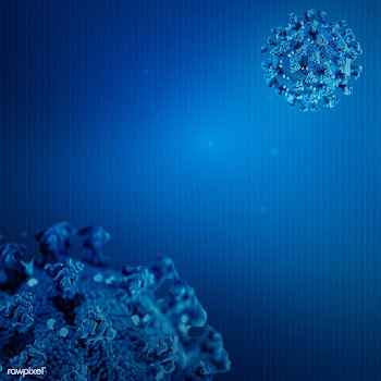 Coronavirus cell contamination on blue background | Free  illustration - 2300608
