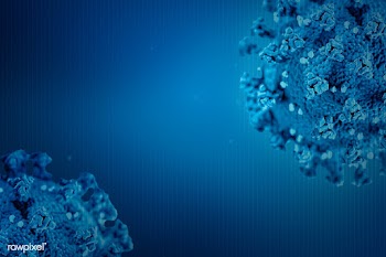 Coronavirus cell contamination on blue background | Free  illustration - 2300615