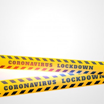 Coronavirus covid-19 lockdown yellow tape background design Free Vector