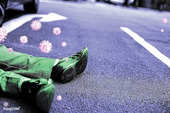 Coronavirus infected man lying on the street mockup | Free  psd mockup - 2302128