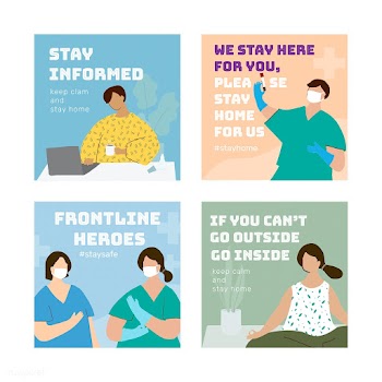 Coronavirus pandemic social template set vector | Free  vector - 2303114
