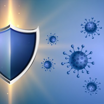 Coronavirus protection shield with good immune system concept Free Vector
