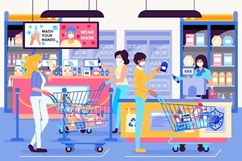 Coronavirus supermarket concept Free Vector
