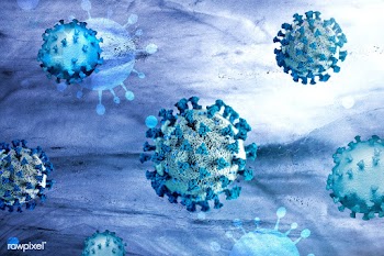Coronavirus under a microscope on a blue background illustration | Free  illustration - 2308453