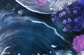 Coronavirus under a microscope on a blue background illustration | Free  illustration - 2309462