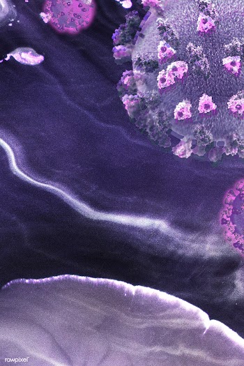 Coronavirus under a microscope on a purple background illustration | Free  illustration - 2309481