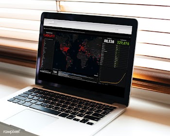 Coronavirus updates from a laptop mockup with editorial graphic from h.. | Free  photo - 2312629
