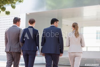 Corporate business people walking