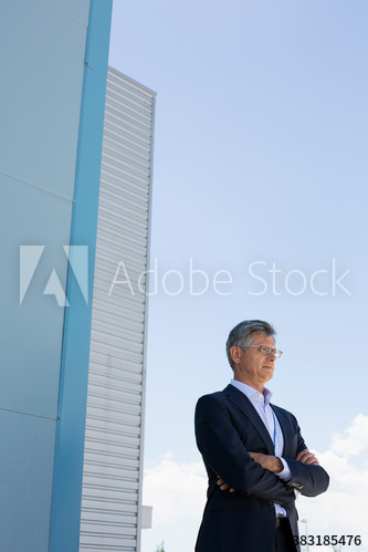 Corporate businessman standing on rooftop