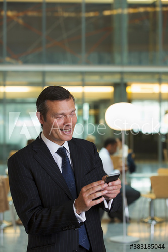 Corporate businessman using smart phone in office