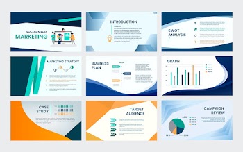 Corporate identity presentation vector slide editable template set