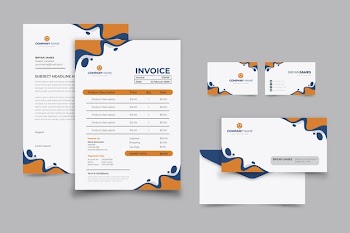 Corporative business invoice and business card Free Vector