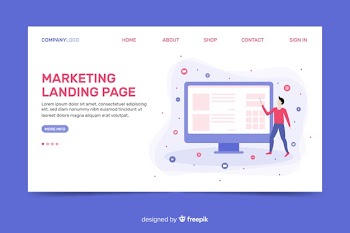 Corporative landing page web template for marketing agencies Free Vector