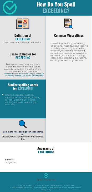 Correct spelling for exceeding | Spellchecker.net