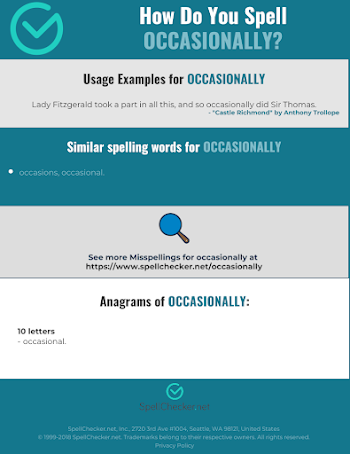 Correct spelling for occasionally | Spellchecker.net