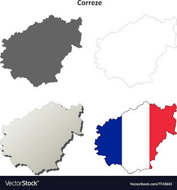 Correze Limousin outline map set vector image