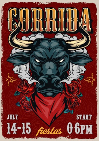 Corrida vintage colorful poster template Free Vector