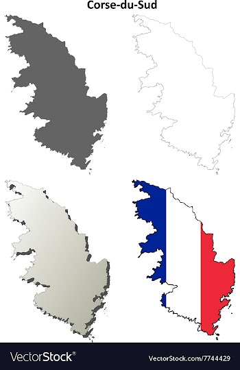 Corse-du-Sud Corsica outline map set vector image