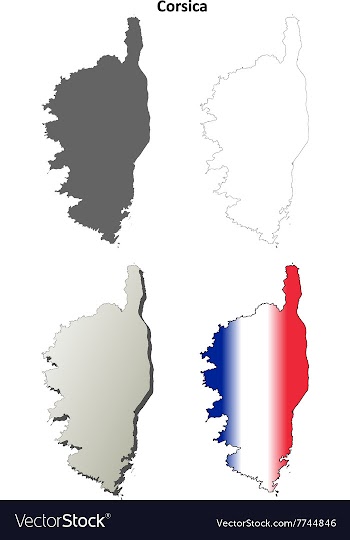 Corsica blank detailed outline map set vector image