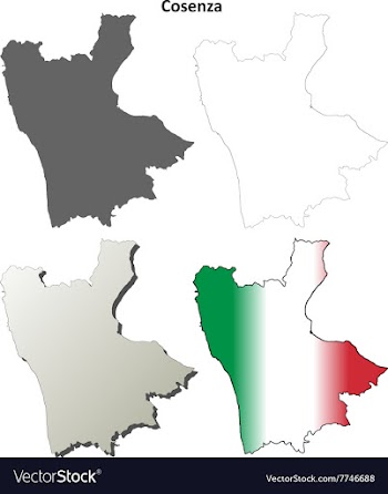 Cosenza blank detailed outline map set vector image