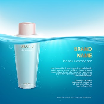 Cosmetic cleanser gel bottle mockup, natural beauty cosmetics product Free Vector
