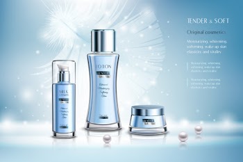 Cosmetic products advertising composition Free Vector